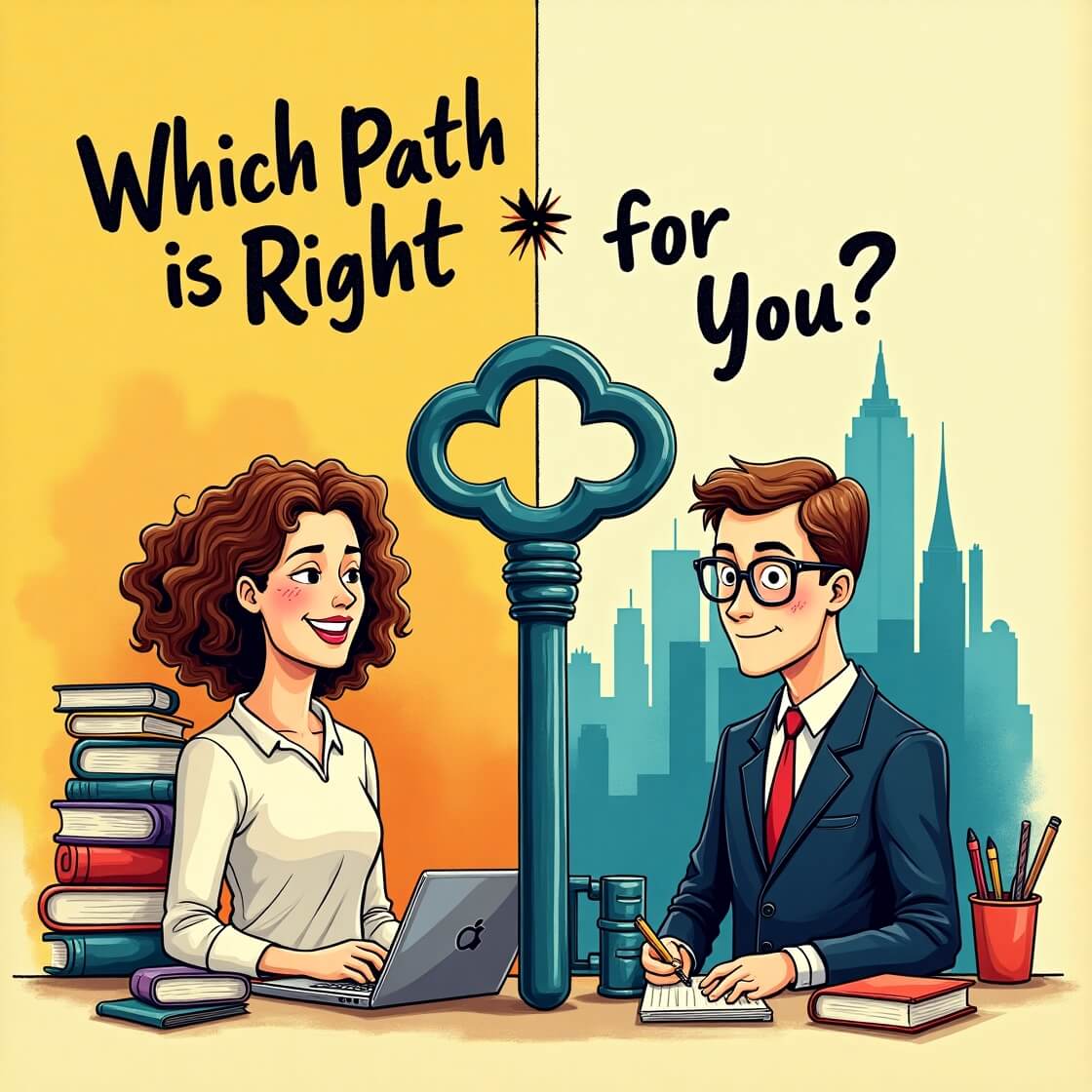 A fork in the road representing publishing choices